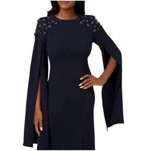 SOLD SOLD SOLD
Adriana paplle navy  Elegant Cape Sleeve Dress